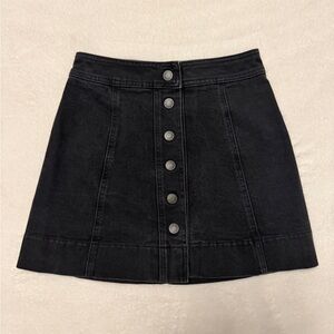 Madewell Black Button-Front Denim Skirt